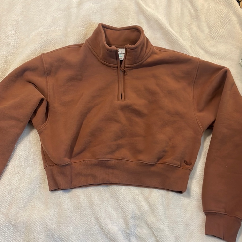 Aritzia Sweat-fleece Cropped Pullover Half Zip
